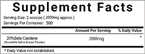 Dunaliella Salina Extract Powder 1Kg (1000 Grams), 20% Beta-Carotene. 100% Pure Dunaliella Organic. #TOP1