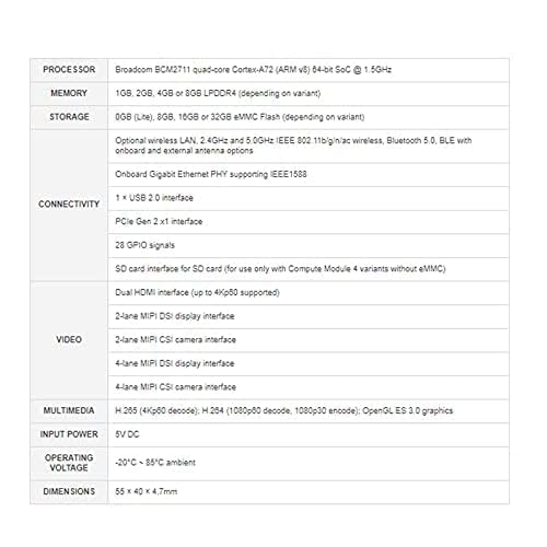 Image of Raspberry Pi Compute Module 4-2GB RAM 16GB eMMC, 2.4 /5.0GHz with Wi-Fi & Bluetooth (CM4102016)
