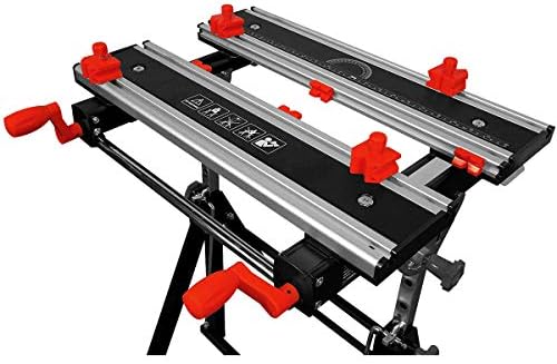 Excel Heavy Duty Portable Workbench 2ft Adjustable Tilting Steel 8 Sliding Clamp - Foldable Workbench - Work Bench Stand - Workbench Table - Worktable - Sawhorse