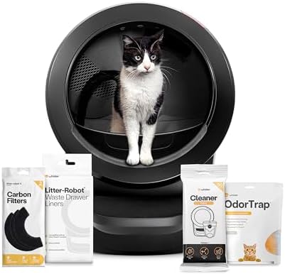 Litter-Robot 4 Supply Bundle by Whisker, Black - Automatic, Self-Cleaning Cat Litter Box, Includes L...