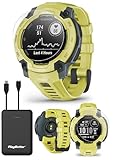 Garmin Instinct E 45 mm (Electric Lime) - Set di smartwatch GPS per esterni, monitoraggio della salute 24/7, frequenza cardiaca basata sul polso, lunga durata della batteria con caricabatterie