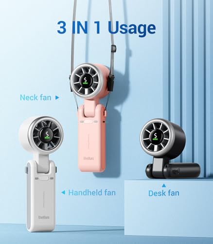 Diveblues Portable Handheld Turbo Fan, 5 Gear Wind, Battery Operated, Up to 12 Working Hours, 3 IN 1 Hand Fan with Air Turbo Tech Cooling Fan for Outdoor Activities, Travel, Working, Silvery white - Image 4