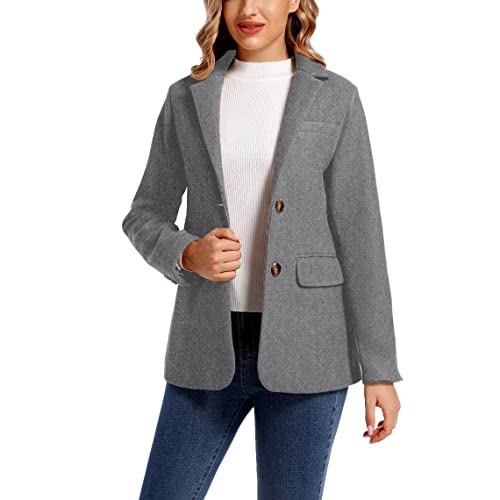 TONCHENGSD Women's Long Sleeve Two Button Wool Blend Blazer Suit Jacket2