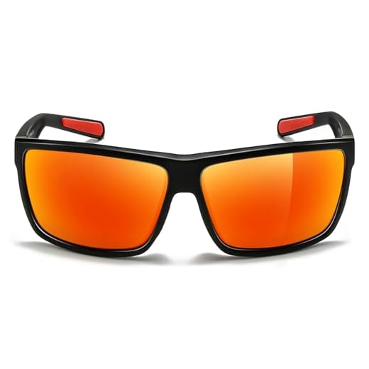 SUNGAIT Óculos de sol quadrados polarizados masculinos, leves, esportivos, retangulares, estilo envolvente, para pesca, golfe, corrida, Preto/vermelho