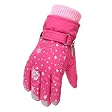 CCOOfhhc Schneehandschuhe für Kinder 4-9 Jahre Jungen Mädchen Winterhandschuhe Verdickt Winterzeit Snowboard Winter Handschuhe Einfarbige Warm Winddichte Sport Skihandschuhe