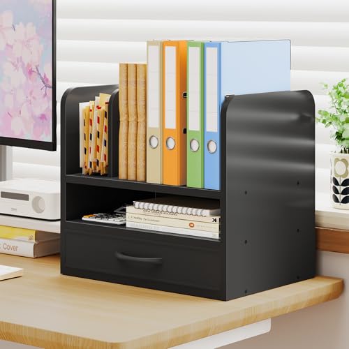 NiOffice Desk File Organizer for Home, Office, School, Wooden Frame Desktop Storage Solution for Office Supplies, Documents, Papers, Folders and Stationery, Space-Saving and Stylish Document Sorter - Image 3