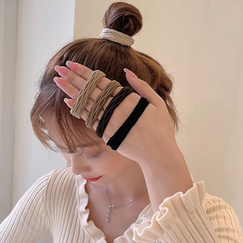 KAMIHO ヘアゴム 跡がつかない 髪ゴム ヘアアクセサリー 大人向け 5個セット (ブラウン曲線) - KAMIHO - 商品画像