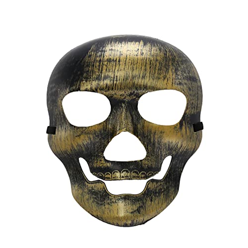 Komonee Halloween Mask Skull Gold Costume Adult Outfit Scary Spooky Horror Party Face Fancy Dress Cosplay For Men Women (HM12)