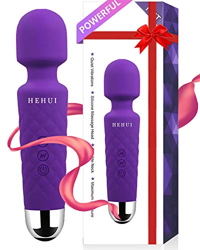 HEHUI Wand Massager Powerful, Cordless Rechargeable Wand Massager with 8 Powerful Speeds and 20 Modes,Waterproof Handheld Personal Wand Massager for Back Neck Shoulder Legs