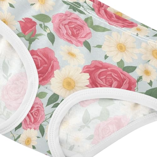 Wusikd Vintage Roses Girls' Underwear Cotton Daisies Girls Briefs Soft Toddler Underwear 2T4