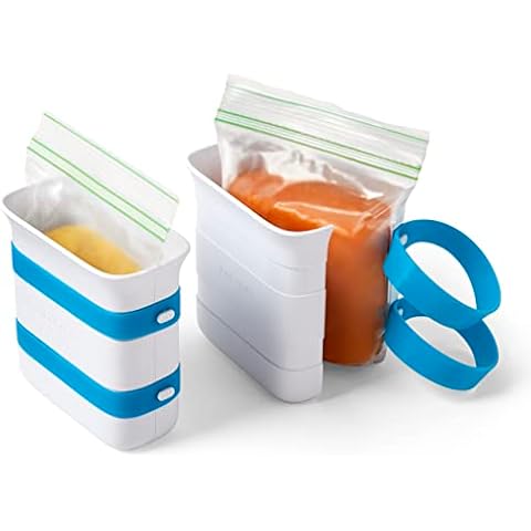 YouCopia FreezeUp Freezer Food Block Maker, 2 Cup, 2-Pack, Meal Prep Bag Container to Freeze Leftovers and Soup Cover