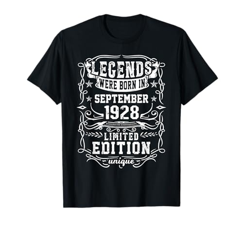 Cumpleaños Septiembre 1928 Edición Limitada Regalo Vintage Camiseta