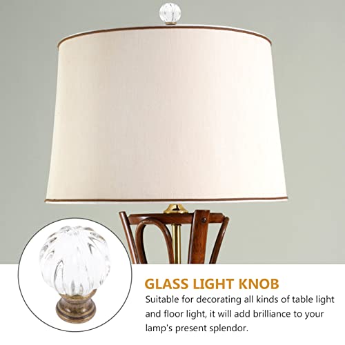 Image of Uonlytech Glass Lamp Shade of 2 Lamp Finials, Pumpkin Crystal Glass Lamp Finial lamp finials Screw knob lamp Finial for lamp Shade Shaped Glass Ceiling Decor
