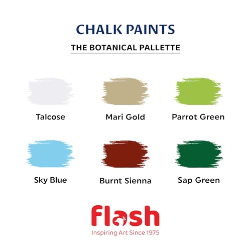 Image of Flash Acrylic Chalk Paint Set | Chalky Finish | 6 Colors The Botanical Palette | 15 ml, 0.5 fl oz Each | High Pigment Strength | Non Fading | Indoor /Outdoor | Non Toxic | Multi-Surface Paint | Pro Artist, Hobby Painters & Kid