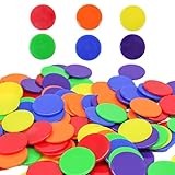 KEQAR 200 Stück Bingo Chips Plastik Chips, transparente Farbzähler für Bingo Spielkarten, Mathe Üben Homeschool Supplies Math Counters (Zufällige Farbe)