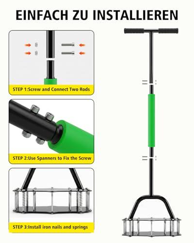 Herramienta manual para airear césped con 17 púas de acero miniatura 5