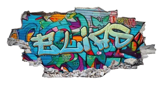 tjapalo® p64 3D Wandtattoo Graffiti Name Wandtattoo Kinderzimmer Junge Teenager Cooles wandtattoo Cool Wandsticker jungenzimmer jungs, Größe: B100xH58cm