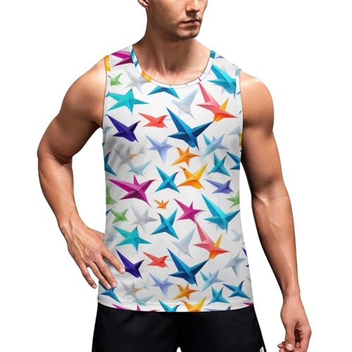 Paper Swallow Birds Men's Muscle Shirts Breathable Sleeveless Gym Tank Top Workout Undershirt 2XL