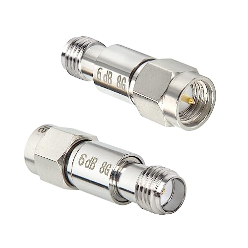 XRDS -RF Atenuador RF coaxial SMA macho para SMA fêmea, CC para 8 GHz, 50Ohm, 2W, atenuador constant