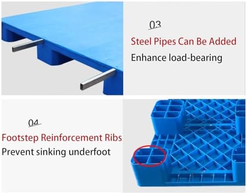 Heavy-Duty Moisture-Proof Plastic Pallets for Basement & Warehouse Storage, Waterproof Indoor/Outdoor Use, Durable Space-Saving Solution for Supermarkets