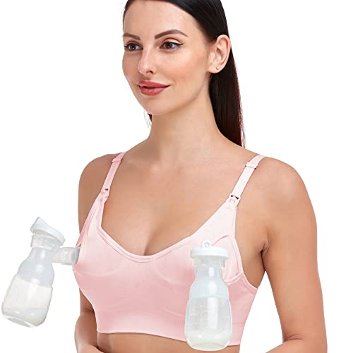 Gxxge Nursing Bra Support Pumping Bra Hands Free All In One Maternity Bra Comfortable Breast No Pad Pumps Bra Black Nude Pink Xx-Large #TOP2
