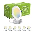 DAMINY 6 Pack 6 Inch LED Recessed Lighting with Junction Box,5CCT,Ultra-Thin Recessed Light,12W 1080lm, Dimmable Canless Wafer Ceiling Light,High Brightness - ETL