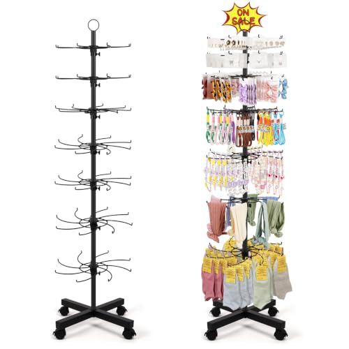 Image of Flenpptly Retail Display Stand, 7-Tier Rotating Display Rack for Store Display, Movable and Adjustable Spinning Display Stand for Earrings, Jewelry, Keychains, Socks Display (7-Tier Black)