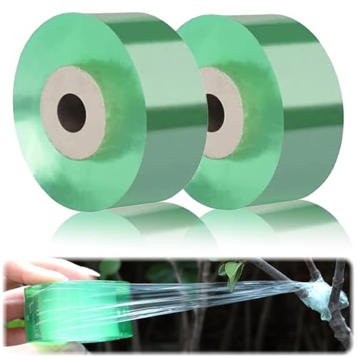 2 Pcs Rubans De Greffage,Ruban De Greffage D'Arbres Fruitiers En PVC Film Ruban Greffe Plante Ruban Extensible De Greffe D'Arbre Ruban De Pépinière Pour Arbre Jardinage Réparation (Vert Transparent)
