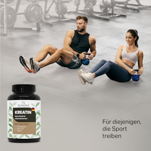 Bandini® Kreatin Monohydrat 120 Tabletten - Mikronisiert - 3000 mg reines Creatin pro Dosis – Tabs für Bodybuilding, Fitness, Cross-Fit, Training – Creatine Monohydrate Tabs Hochdosiert - 100% Vegan 4