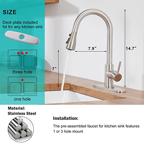 Crea Kitchen Faucet, Kitchen Sink Faucets With Pull Out Sprayer Brushed Nickel Bar Rv Single Handle Lever Utility Commercial Modern Faucet #TOP6