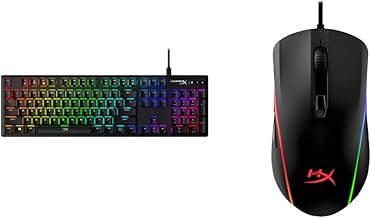 HyperX Alloy Origins - Mechanical Gaming Keyboard, Software-Controlled Light & Macro Customization & Pulsefire Surge - RGB Wired Optical Gaming Mouse, Pixart 3389 Sensor up to 16000 DPI - Black