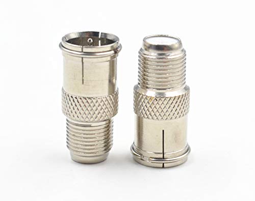 F Type Male to Female Push adatper,F Type RG6 Coax Coaxial Cable Connector Adaptor, Male to Female Gender Change Connector Pure Copper (2Pack, F-M Push Straight)