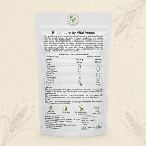 Image of Bhaani Pure (By Vital Venus) No Maida Hakka Noodles, Millet & Whole Wheat | 28% Daily Fibre | 150g
