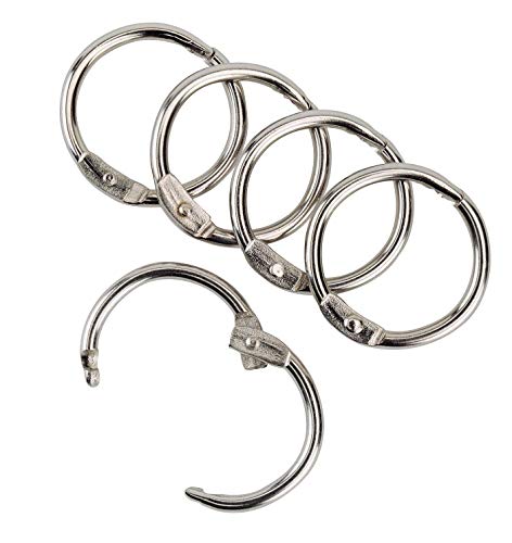 ZARRS Anneaux de Livre,Metal Book Leaf Snap 50 Pack Métalliques Anneaux pour Cartes Livre Album Scrapbook Acier Argenté 25MM/1Pouce