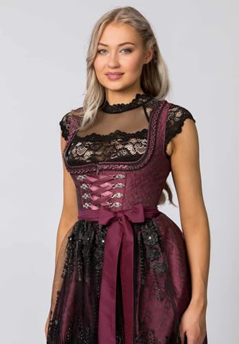 Dirndl Sanja bordeaux taille 38 pour vos fêtes traditionnelles - 5