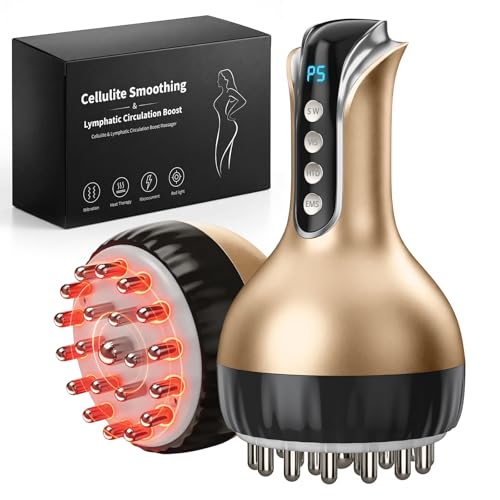 OVGIAP Lymphatic Drainage Massager & Anti-Cellulite Massage Tool Body Sculpting Device for Legs Arms & Stomach Supports Smoother Skin with Gentle Warming & Vibration (Gilded)