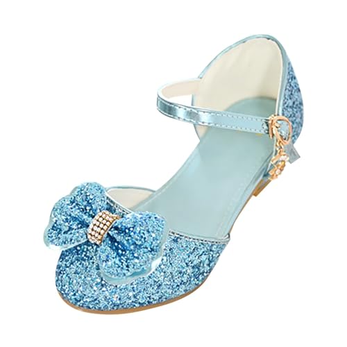 Girls Rhinestone Bow Closed Toe Sequin PU Shoes High Heel Shoes Wedding Prom Party Girls Sandals Heels