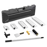5-teiliges Flächenspachtel-Set für Trockenbau mit Verlängerungsgriff, Edelstahl-Spachtelklingen für Gipskarton und Wandplatten