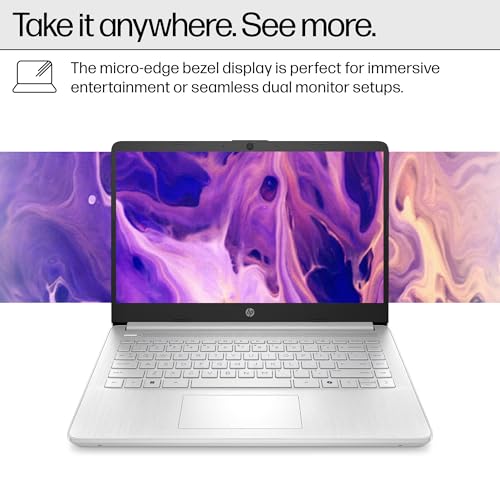Image of HP 14 inch Laptop Computer for 2026 Student Business Productivity, MS Office & Win 11 Pro, Copilot AI, Intel 4-Core CPU, 4GB DDR5 RAM, 628GB Storage (128GB UFS+500GB Ext), Wi-Fi 6, HubxcelAddon, Silver
