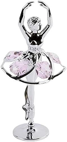 Crystocraft Pink Ballerina Dancing Crystal Ornament With Swarovski Elements Gift Boxed Silver Chrome Plated Perfect Keepsake Collectors Gift Figurine Home Decor Present For a Dancer