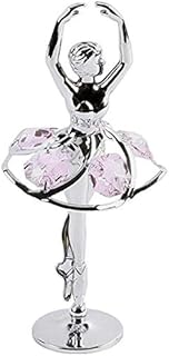 Crystocraft Pink Ballerina Dancing Crystal Ornament With Swarovski Elements Gift Boxed Silver Chrome Plated Perfect Keepsake Collectors Gift Figurine Home Decor Present For a Dancer