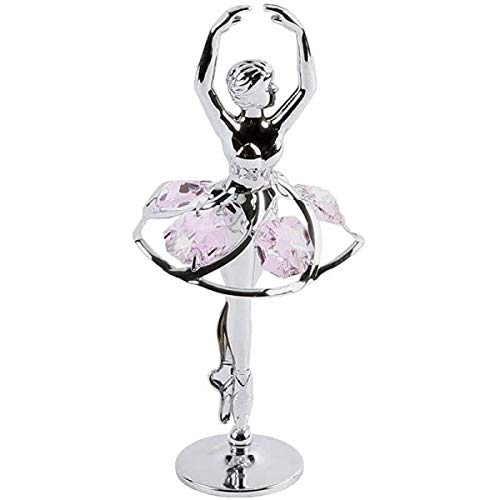 Image of crystocraft Pink Ballerina Dancing Crystal Ornament With Swarovski Elements Gift Boxed Silver Chrome Plated Perfect Keepsake Collectors Gift Figurine Home Decor Present For a Dancer