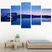 SIGNWIN 5 Panel Canvas Wall Art Sunset in The Mountains for Home Decorations Ready to Hang - 60