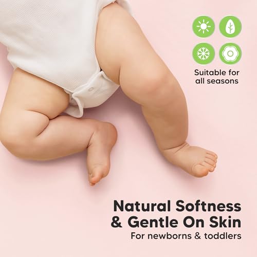 Image of 2-Pack Waterproof Crib Sheets for Boys, Girls - 52x28 Fitted Organic Cotton Baby Crib Sheets, Toddler Mattress Protector Cover, Washable, Soft & Durable Baby Bedding Essentials (Mist Rose)