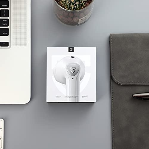 SoundPEATS Kabellose Kopfhörer, In Ear Bluetooth Ohrhörer mit Mini Ladekoffer, 4 Mikrofonen, 25 Std. Laufzeit, Berührungssteuerung, USB Typ-C, Wireless Earbuds mit Kräftigem Bass, TrueAir2 (Weiß)