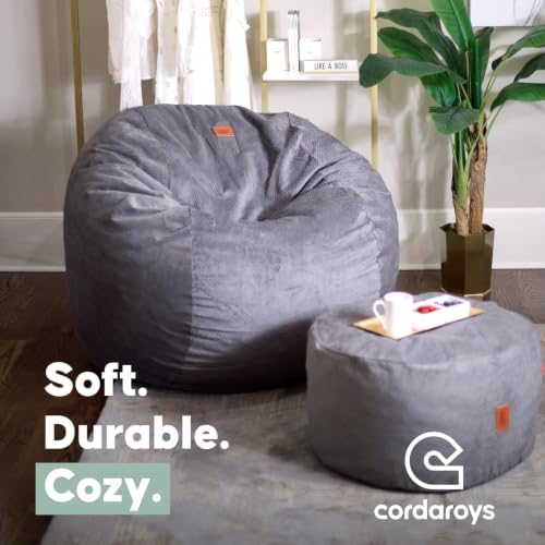 Image of CordaRoy's Chenille Bean Bag Chair, Convertible Chair Folds from Bean Bag to Lounger, As Seen on Shark Tank, Espresso - Queen Size