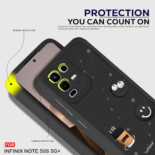 Image of AESTMO Back Case Cover for Infinix Note 50S 5G+ Cover | Cute Fun Cartoon 3D Ball | Coffee Silicone Case | Full Body Protection | Camera Protection Back Cover for Infinix Note 50S 5G+ (Black)