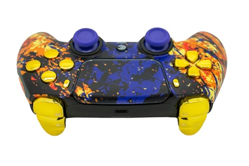 Image of Custom Controllerzz Custom Wireless Controller Compatible with PS5 - Multiple Designs Available (Inferno Galaxy & Gold Chrome)