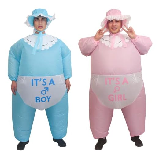 IRETG Disfraz inflable de sumo para bebé para adultos, divertido disfraz inflable para fiesta de revelación de género del bebé (azul y rosa)