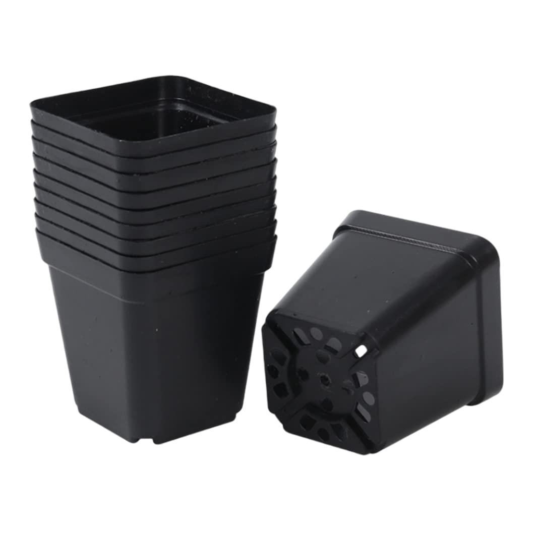 Wedhapy nursery pots Plastic Plant Pot Square Nursery Pots Flower Planter Container for Fruit Vegetable Black 50Pcs 2.17 Inch